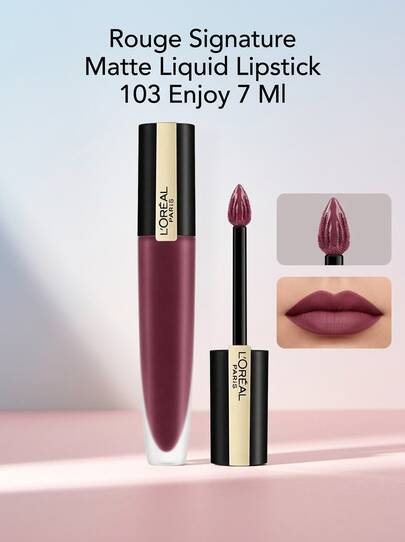 Rouge Signature Matte Liquid Lipstick 103 Enjoy 7 ml – Liquid Lipstick, Matte Finish, For Women, Deep Mauve, Suitable For Daily Wear