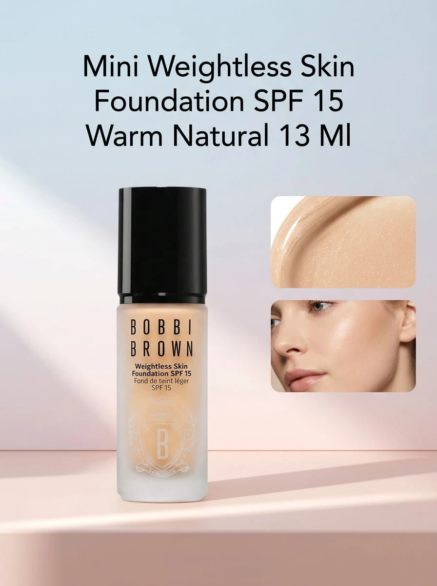 Bobbi Brown Mini Weightless Skin Foundation SPF 15 Warm Natural 13 Ml – Foundation, Weightless, For Travelers, Warm , SPF 15, Suitable For Daily Makeup Routine - Warm Natural - View 1