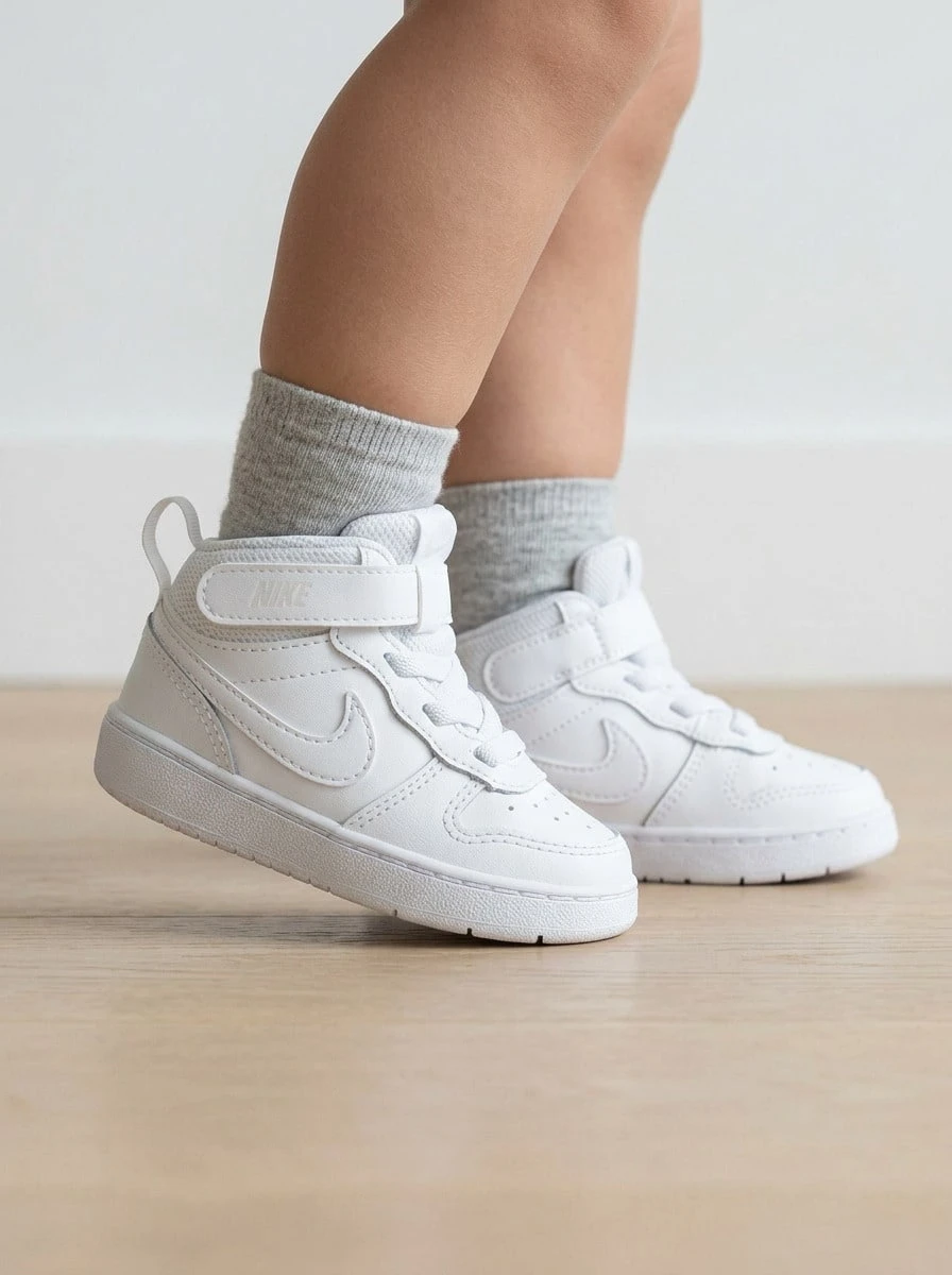 Nike Court Borough Baby Sneakers Lightweight Snug Fit Padded Weekend Walking Running CD7784-100 - White - View 1