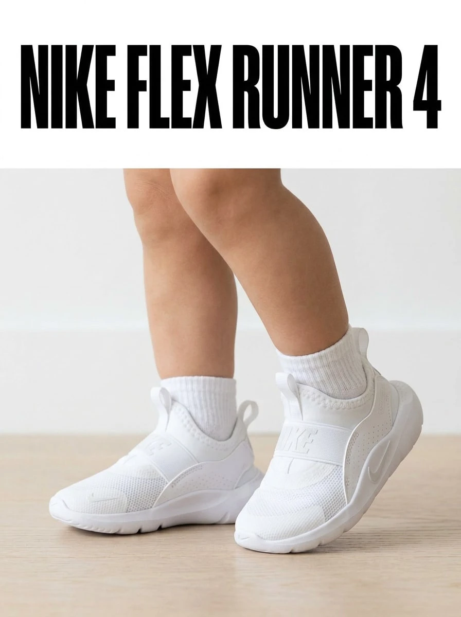 Nike Flex Runner Baby Sneakers Responsive Comfortable Versatile Commuting Office Weekend IF2895-102 - White - View 1