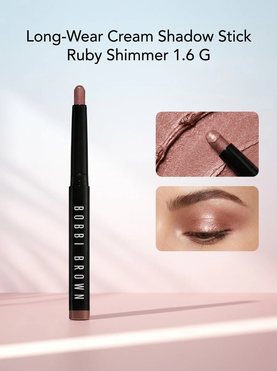 Bobbi Brown Long-Wear Cream Shadow Stick Ruby Shimmer 1.6 G – Eyeshadow Stick, Waterproof, For Women, Ruby Shimmer, Suitable For Daily Makeup Routine - Ruby Shimmer - View 1