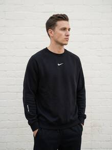 Nike بلوزة رجالية بياقة مستديرة لون أسود - الأسود - مشاهدة 1
