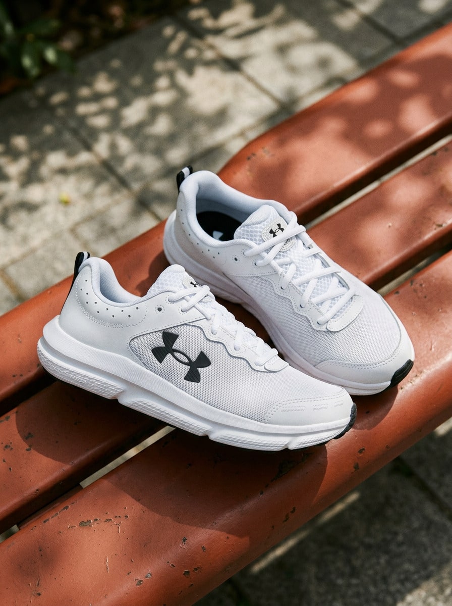 Under Armour أحذية تدريب رجالية Charged Assert 10 باللون الأبيض والأسود 3026175 - رمادي - مشاهدة 1