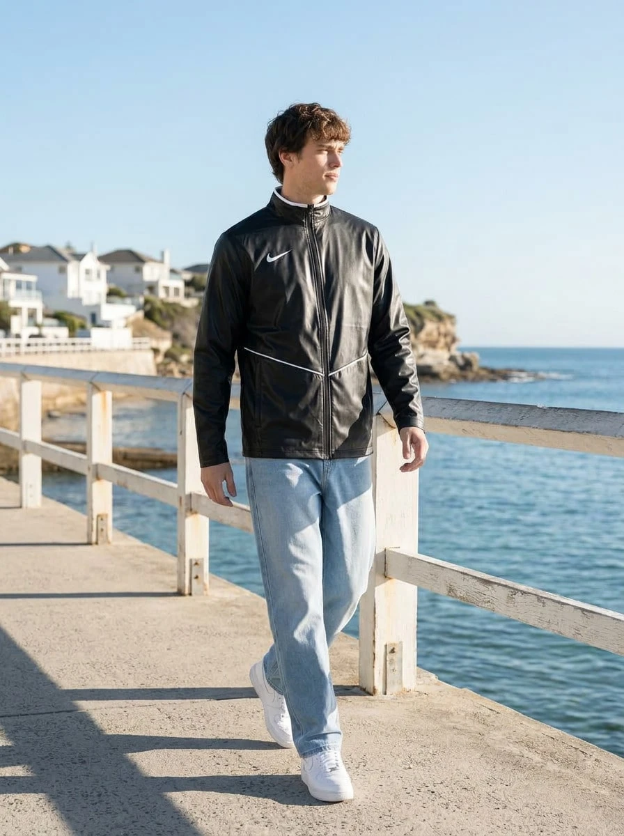 Nike Men's Sports Jackets Adjustable Warm Stretchy Hiking Daily Training Black HM7265-010 - Black and White - View 1