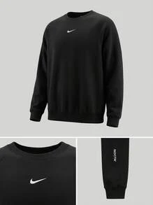 Nike بلوزة رجالية بياقة مستديرة لون أسود - الأسود - مشاهدة 5