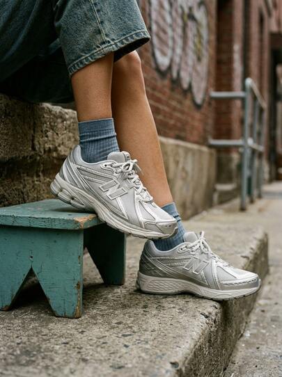 New Balance Women's Casual Athletic Shoes Modern Anti-Slip Lace-Up Training Travel Running Silver U7405I7