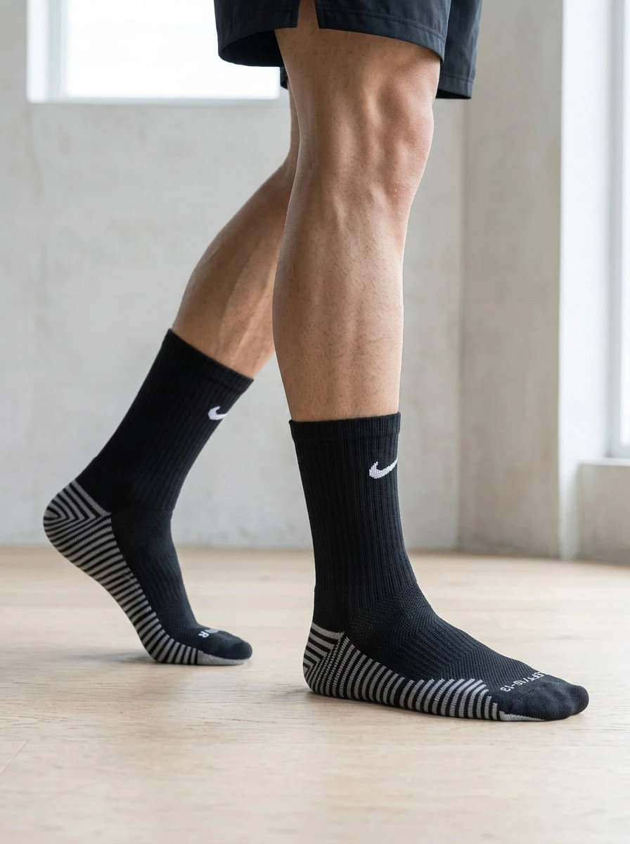 Nike جوارب سترايك دري-فيت كرو للرجال أسود/أبيض - الأسود - مشاهدة 1