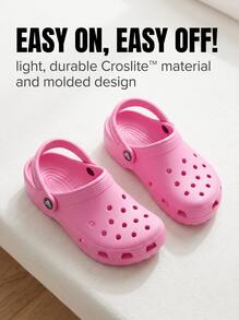Crocs CLASSIC CLOG Kids' Clogs Lightweight Versatile Comfortable Vacation Travel Casual Pink 206990-6SW - Taffy Pink - View 2