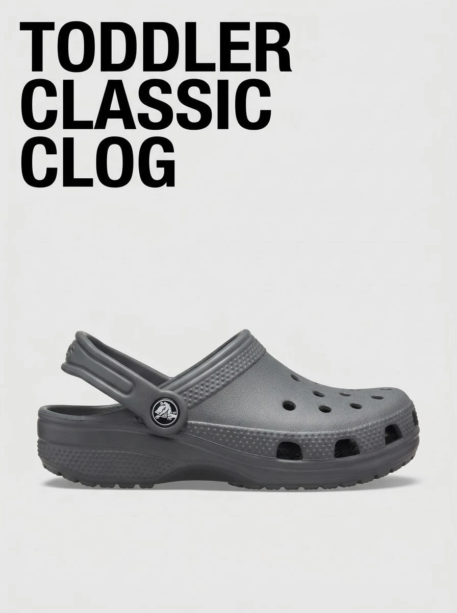 Crocs كلوغ أطفال كلاسيكي رمادي داكن 206990-0DA - رمادي أردوازي - مشاهدة 1