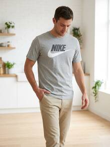 Nike تي شيرتات رياضية رجالية رمادية - رمادي غامق - مشاهدة 6