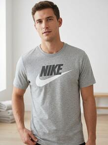 Nike تي شيرتات رياضية رجالية رمادية - رمادي غامق - مشاهدة 3
