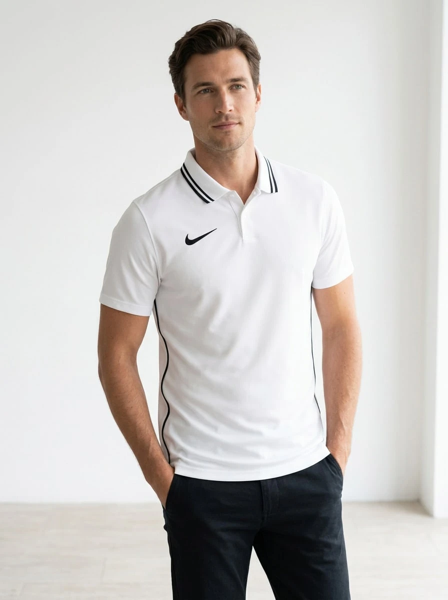 Nike قميص بولو كرة قدم بأكمام قصيرة للرجال Dri-Fit Park 26 باللون الأبيض - WHITE/BLACK/BLACK - مشاهدة 1