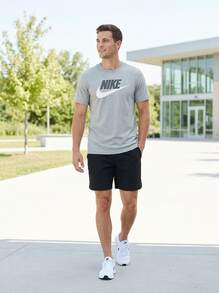 Nike تي شيرتات رياضية رجالية رمادية - رمادي غامق - مشاهدة 4