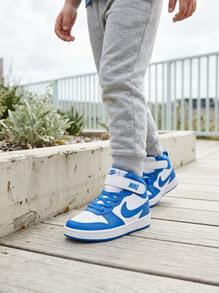 Nike Court Borough Kids' Sneakers Snug Fit Padded Durable Office Weekend Walking CD7783-134 - White/ Blue - View 6