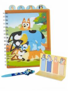 Bluey Tabbed Journal Set With Pen & Sticky Notes – Character Clamshell Journal, Great For School Notes, Perfect Gift For Kids, - Multicolor - View 6