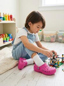 Crocs CLASSIC CLOG Kids' Clogs Anti-Slip Soft Cushioned Walking Vacation Travel 207012-6QQ - Pink - View 4