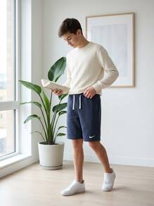 Nike Teen Boys Shorts Durable Comfortable Versatile Gym Daily Weekend Blue IB1242-410 - Navy Blue - View 1