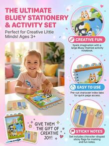Bluey Tabbed Journal Set With Pen & Sticky Notes – Character Clamshell Journal, Great For School Notes, Perfect Gift For Kids, - Multicolor - View 2