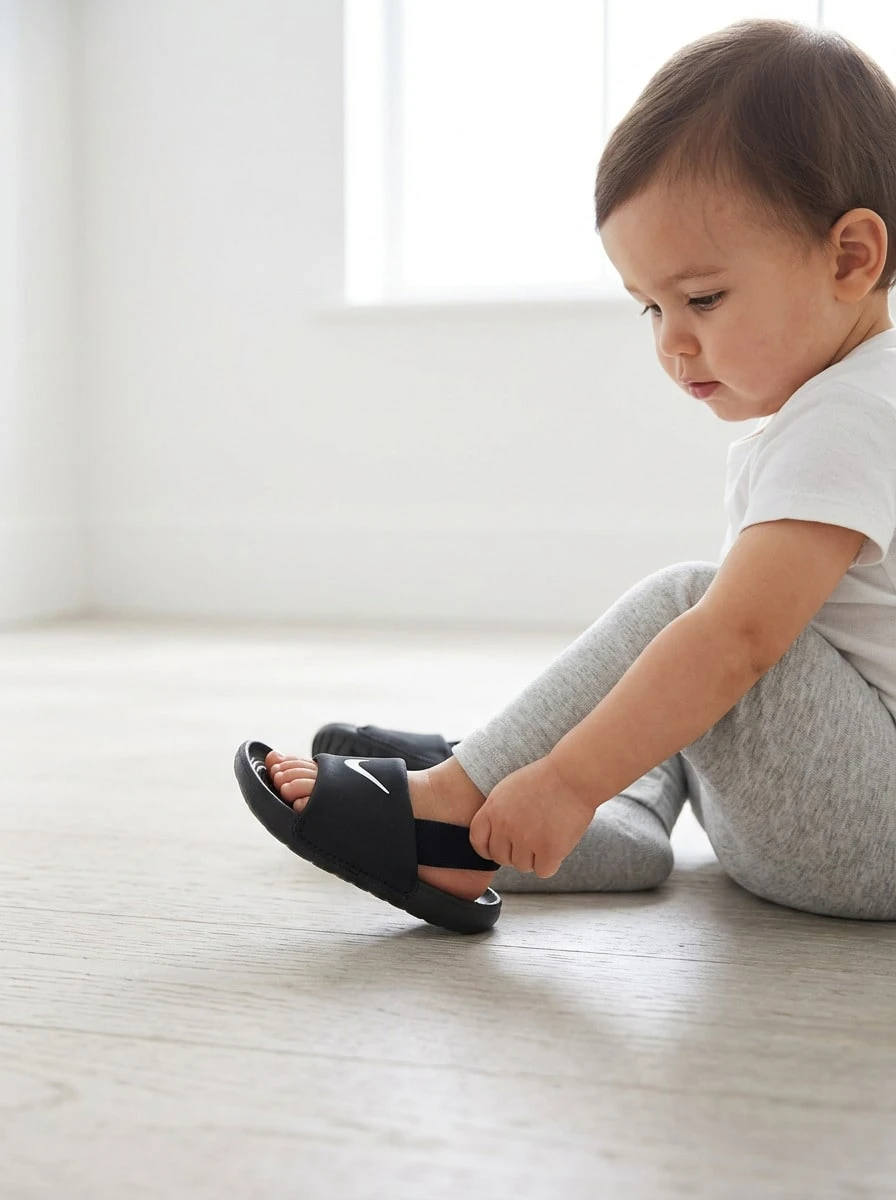 Nike Kawa Slide Baby Slippers Durable Lightweight Quick-Dry Weekend Beach Summer BV1094-001 - Black/White - View 1