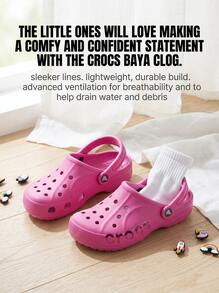Crocs CLASSIC CLOG Kids' Clogs Anti-Slip Soft Cushioned Walking Vacation Travel 207012-6QQ - Pink - View 2