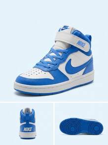 Nike Court Borough Kids' Sneakers Snug Fit Padded Durable Office Weekend Walking CD7783-134 - White/ Blue - View 4