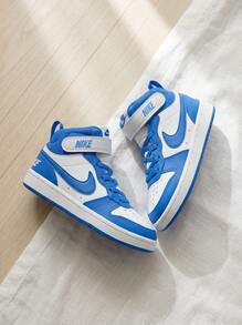 Nike Court Borough Kids' Sneakers Snug Fit Padded Durable Office Weekend Walking CD7783-134 - White/ Blue - View 2