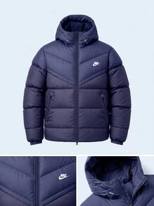 Nike Men's Outdoor Jackets Premium Lightweight Adjustable Commuting Outdoor Camping Blue FB8185-410 - Midnight Navy/Obsidian/Sail - View 4