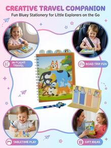 Bluey Tabbed Journal Set With Pen & Sticky Notes – Character Clamshell Journal, Great For School Notes, Perfect Gift For Kids, - Multicolor - View 4
