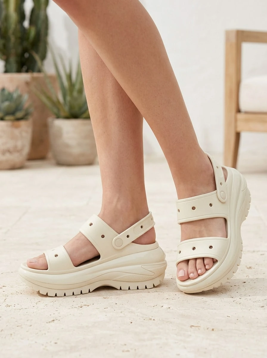 Crocs CLASSIC SANDAL Unisex Lightweight Adjustable Comfortable Casual Outing Vacation Sand 207989-2Y2 - Beige - View 1