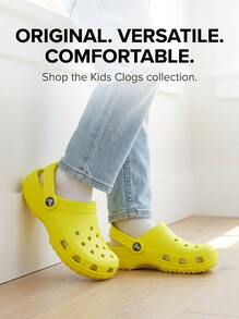 Crocs CLASSIC CLOG Kids' Clogs Flexible Cushioned Lightweight Weekend Travel Shopping 206990-76M - Acidity - View 3
