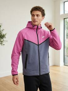 Nike Men's Sports Jackets Warm Adjustable Comfortable Casual Weekend Commuting Pink HM7151-437 - Thunder Blue/Cosmic Fuchsia/Black - View 2