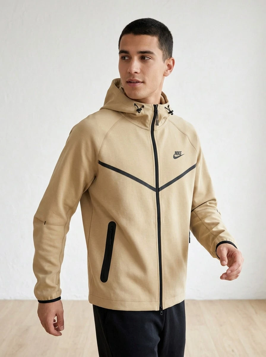Nike Men's Sports Jackets Comfortable Waterproof Insulated Weekend Sports Travel HM7151-297 - Parachute Beige/Parachute Beige/Black - View 1
