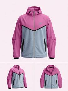Nike Men's Sports Jackets Warm Adjustable Comfortable Casual Weekend Commuting Pink HM7151-437 - Thunder Blue/Cosmic Fuchsia/Black - View 4