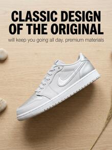 Nike Air Jordan 1 Men's Casual Athletic Shoes Rubber Outsole Lightweight Snug Fit Running Street Style Office CZ0790-002 - Neutral Grey/Metallic Silver/White - View 2