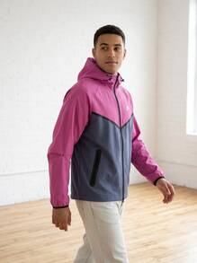 Nike Men's Sports Jackets Warm Adjustable Comfortable Casual Weekend Commuting Pink HM7151-437 - Thunder Blue/Cosmic Fuchsia/Black - View 5