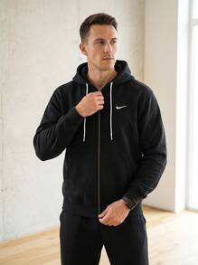 Nike Men's Sports & Outdoor Hoodies Classic Fit Soft Versatile Sports Commuting Outing Black DR0403-010 - Black/White - View 3