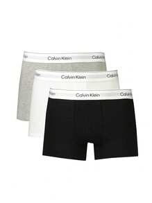 Calvin Klein 3 قطع سروال داخلي للرجال مزين بشريط حرفي - أسود، أبيض، رمادي - مشاهدة 6