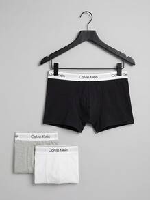 Calvin Klein 3 قطع سروال داخلي للرجال مزين بشريط حرفي - أسود، أبيض، رمادي - مشاهدة 3