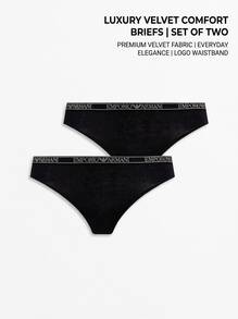 Armani 2 Pack Women's Thong - Black/Black - View 4