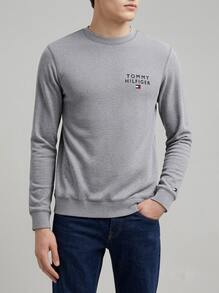 Tommy Hilfiger Original Men's Lounge Track Top Grey Relaxed Fit Pullover Design UM0UM02878-P4A Everyday Comfort Daily Wear Spring Refresh - Grey - View 2