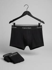 Calvin Klein سراويل داخلية رجالية بطبعات حرفية كاجوال للارتداء اليومي - الأسود - مشاهدة 3
