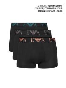 Emporio Armani 3 Pack Men's Boxers - Black - View 4