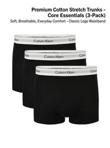Calvin Klein 3 قطع سروال داخلي بقصة مريحة - الأسود - مشاهدة 4