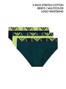Emporio Armani 3 Pack Men's Boxers - Navy Blue and Lime Green and Dark Green - View 4