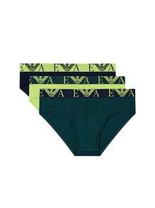 Emporio Armani 3 Pack Men's Boxers - Navy Blue and Lime Green and Dark Green - View 6