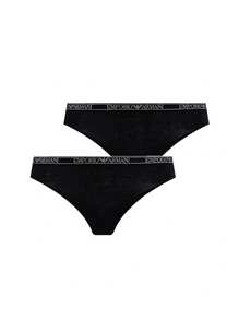 Armani 2 Pack Women's Thong - Black/Black - View 6