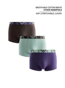 Emporio Armani 3 طقم سراويل داخلية رجالية - Purple and Mint Green and Black - مشاهدة 4