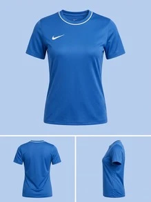 Nike تي شيرتات وقمصان رياضية نسائية مريحة متعددة الاستخدامات خفيفة الوزن للمدرسة والصالة الرياضية والاستخدام اليومي باللون الأزرق HM7160-463 - الأزرق - مشاهدة 5
