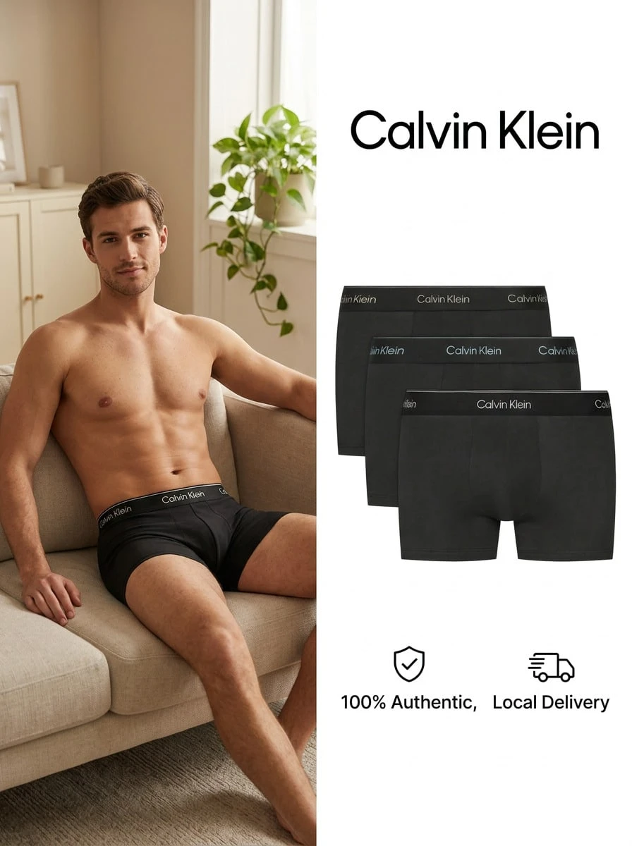 Calvin Klein 3 طقم سراويل داخلية - الأسود - مشاهدة 1