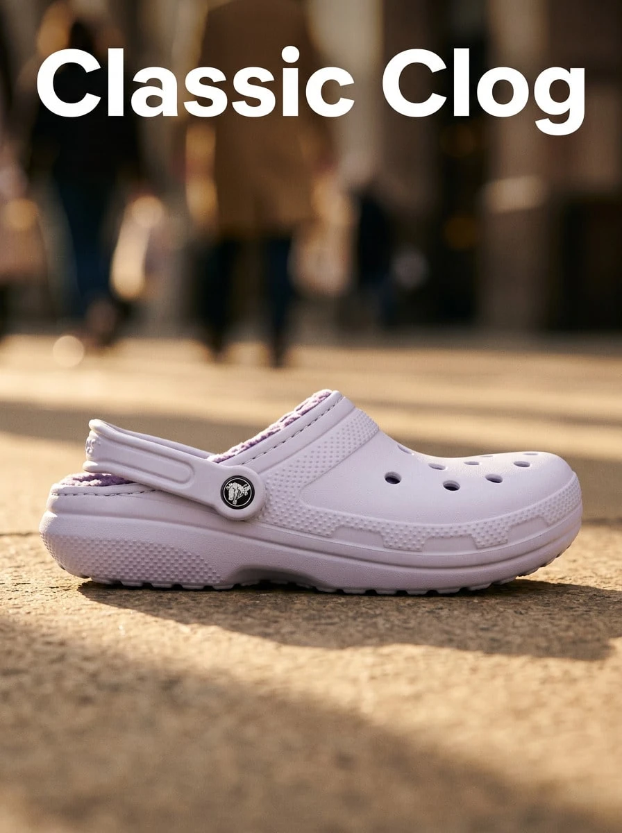Crocs كلاسيك كلوج نسائي ناعم مانع للانزلاق مرن للشاطئ والاستخدام اليومي الكاجوال 203591-5PU - ضباب الموف - مشاهدة 1